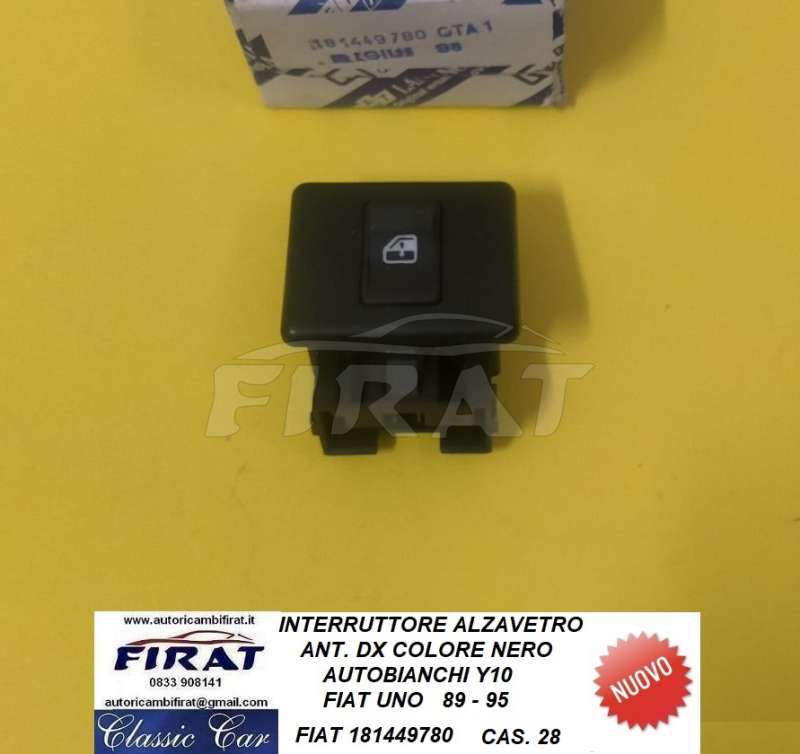 INTERRUTTORE ALZAVETRO FIAT UNO 89 - 95 Y10 NERO DX (181449780)